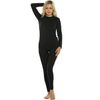 ViCherub Womens Thermal Underwear Set Long Johns Base Layer Fleece Lined Cold Weather Soft Top Bottom Black 2XL