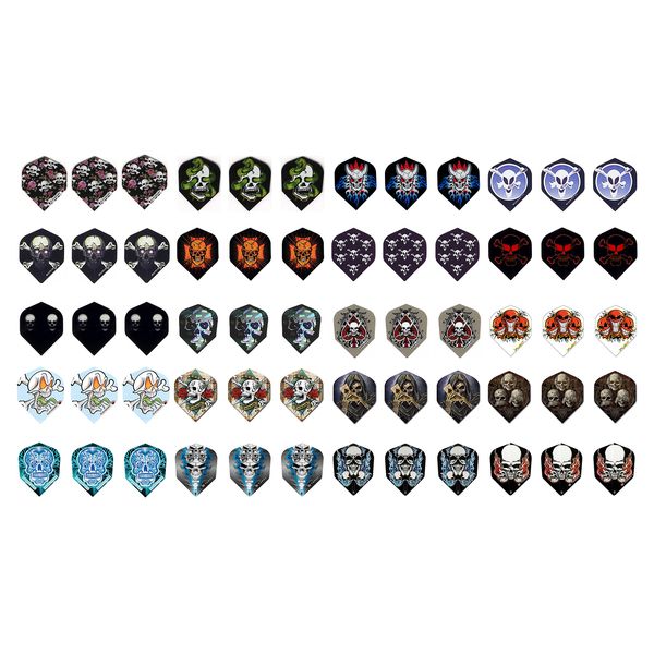 Poly Met 5 Sets (15 Pieces) of Skulls Standard Wide Size Dart Flights - Assorted Designs