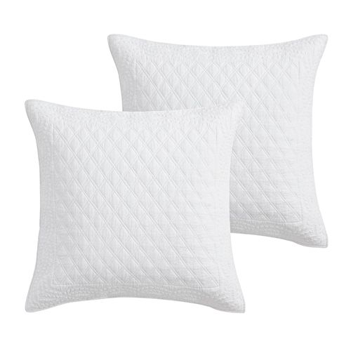 Levtex Home - Ballou - Euro Sham Set of 2 - Bordered - Bright White - (26x26in.), No Insert - Cotton