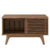 Modway Render Wood & Vinyl Record Display Stand with Sliding Door in Walnut
