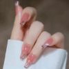 24 clear trapezoidal long nail tips with gold leaf