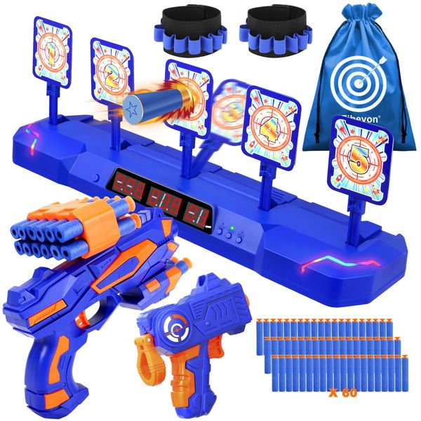 Target for Nerf Gun Practice, Plus Electric Digital Shooting Targets w/Blaster Scoring Auto Reset Target for Nerf Ideal Gift Toy for Kids, Teens, Boys and Girls Aged 5-12