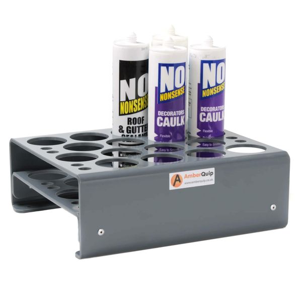 Shelf Mount Silicone Tube Cartridge Storage Holder. Holds up to 16 Tubes. Ideal for Work Van Window Fitters.