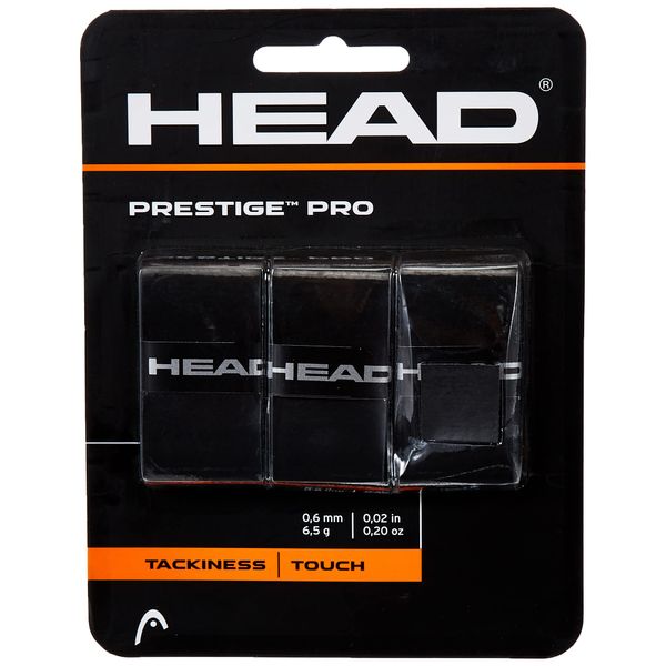 HEAD Prestige Pro Racquet Overgrip - Tennis Racket Grip Tape - Black, 3 Pack