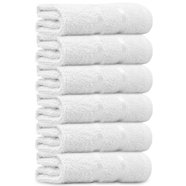 Towelogy® Luxury Egyptian Cotton Face Cloth Flannel Fingertip Towels Set 500 GSM Supersoft and Highly Absorbent Washcloths 30x30 cm (Pack 10, White)