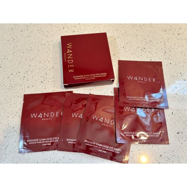 5 Wander Beauty Baggage Claim Gold Foiled Eye Masks - Soothing calming - Sealed