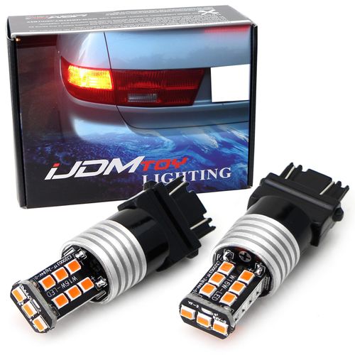 iJDMTOY Strobe/Flashing Featured Red 15-SMD 3157 3057 3357 3457 Replacement Bulbs Compatible With Brake/Tail Lights