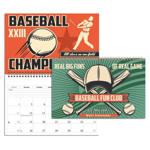 2026 Spiral-bound Wall Calendar (Baseball) - 12 Months Desktop/Wall Calendar/Planner