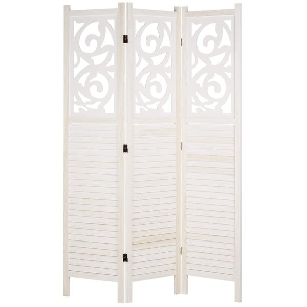 Hartleys 3 Panel Decorative Wooden Room Divider - Choice of Colour