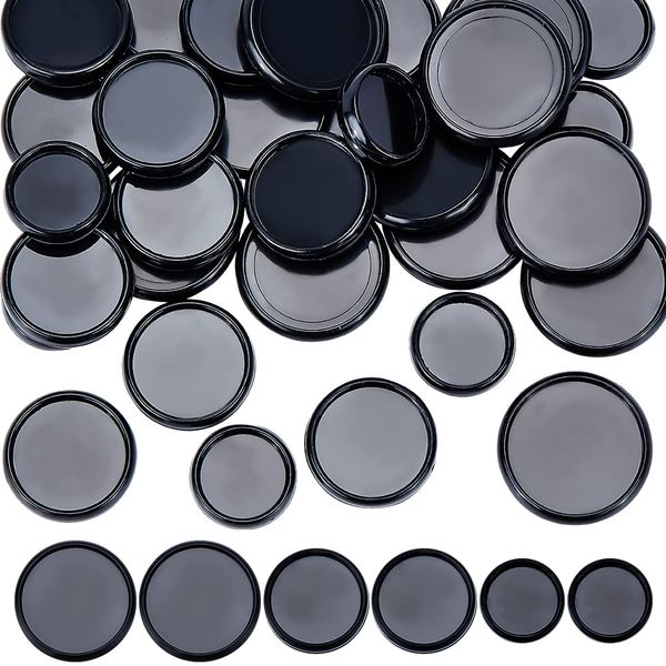 BENECREAT 33Pcs Black Book Binding Discs, 3 Size ABS Plastic Discbound Plastic Expansion Discs Binding Ring Discs for DIY Notebook & Artwork, 1.55cm/2cm/2.4cm ID