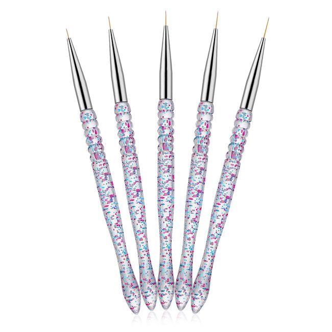 WLLHYF 5 Stück Eyeliner Pinsel Wasseraktiviertes Augen Make-up Acryl Dünne Stäbe Abgewinkelt Feinspitze Werkzeug Kleine Palette Grafik Liner Applikatoren Augenbrauenbrauen Set Nail Art Pen