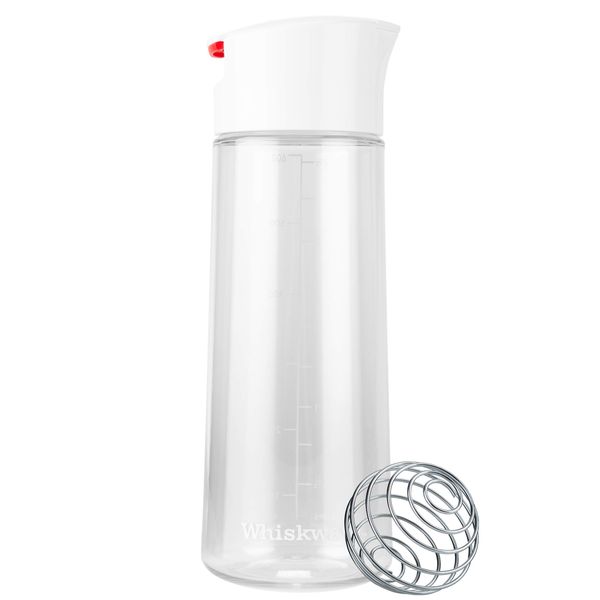 Whiskware Tritan Plastic BlenderBall Whisk Leak Proof Salad Shaker Bottle for Fresh, Homemade Dressings, 2.5 Cups, White