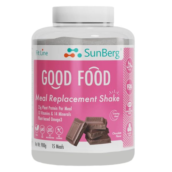 Sunberg Good Food Protein Powder - 900g Chocolate Flavour Meal Replacement Vitamins & Minerals 25g Plant Based Protein Shake -Gluten Free Vegan Blend 15 Servings