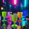 Party Essentials Hard Plastic Two Piece 5-1/2-Ounce Wine Glasses, Assorted Neon, 20 Count