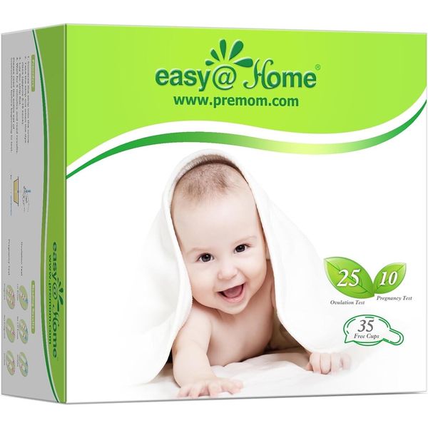 Ovulation & Pregnancy Test Strips Kit: Easy@Home 25LH + 10HCG + 35 Urine Cups