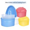 Denture Bath Box Cup, Complete Clean Care for Dentures, Clear Braces, Mouth Guard, Night Guard & Retainers,Traveling (Blue & White)