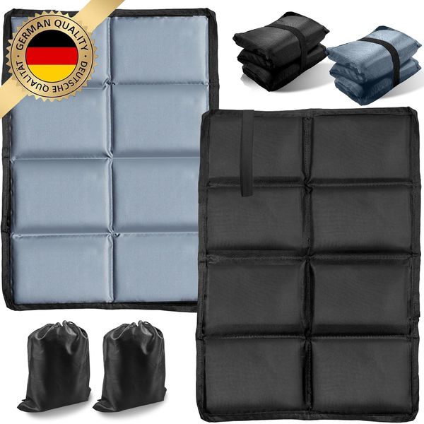 2er Pack Outdoor Sitzmatte, Faltbares Tragbar Sitzkissen, Sitzunterlage Kinder Sitzmatte, Sitzmatte Wasserdicht mit 2 Aufbewahrungstasche, Für Stadion, Wandern, Spielplatz, Picknick(Schwarz+Grau)