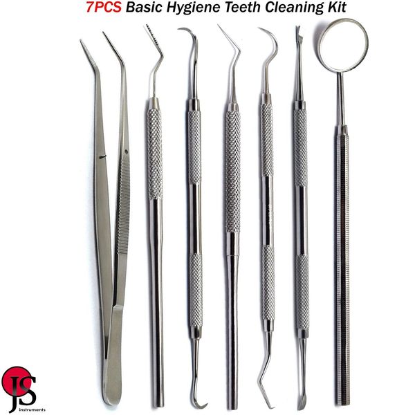 Teeth Cleaning Basic Hygiene Kit Tartar Remover Calculus Periodontal Probe 7PCS