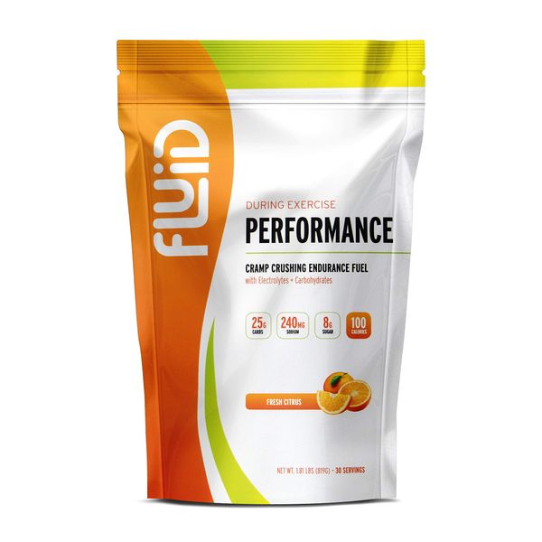 Fluid Performance - Low Sugar Endurance Fuel Sports Drink Mix with Electrolytes, All Natural Ingredients, Gluten-Free for Before or During Exercise (Fresh Citrus)