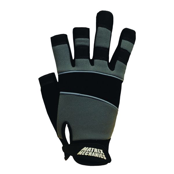 Polyco Mechanics Glove, Multi-Task 3, Part Fingered, Size 9, Black