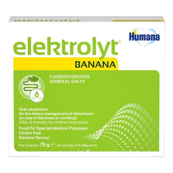 Humana electrolyte with banana flavor, 12 sachets