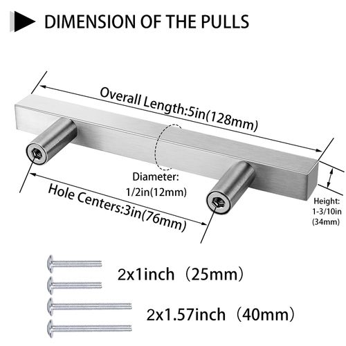 goldenwarm 15Pack Cabinet Handles Brushed Nickel Cabinet Pull Kitchen Drawer Handles 3in Drawer Pulls Brushed Nickel Stainless Steel Dresser Hardware for Bathroom Kitchen Dresser Hardware