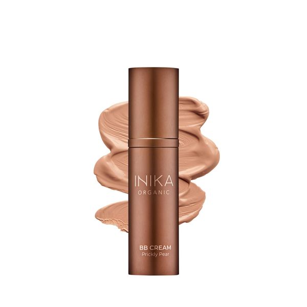 INIKA Organic BB Cream Foundation - Vegan Makeup with Hydrating Prickly Pear Oil, Jojoba Oil, and Pomegranate Seed Oil - Lightweight, Brightening BB Glow for Balanced Skin Tone, Tan, 1 fl oz