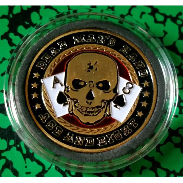 Dead Man's Hand Aces Eights Poker Colorized Challenge Art Coin