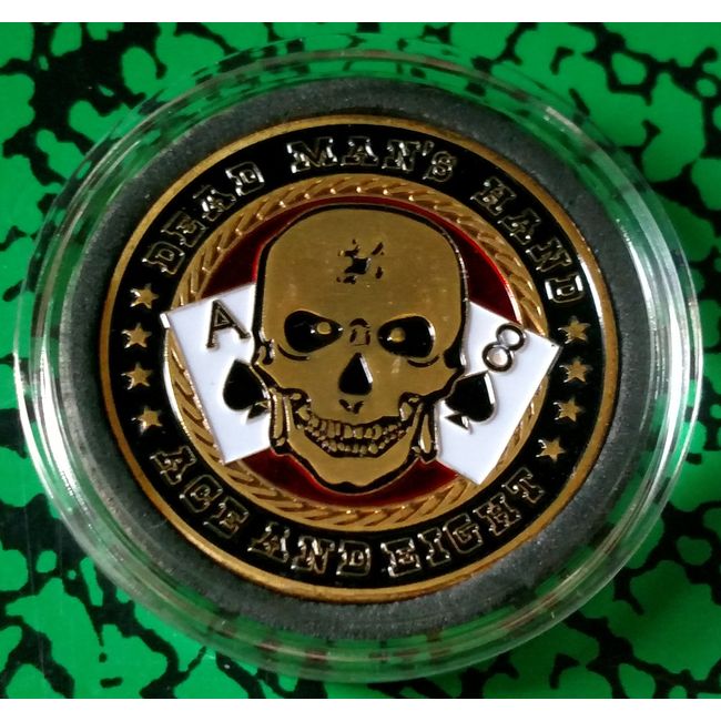 Dead Man's Hand Aces Eights Poker Colorized Challenge Art Coin