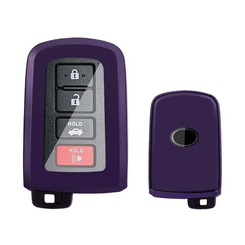 Xotic Tech Purple Black TPU Key Fob Shell Full Cover Case, Compatible with Toyota 4Runner Tacoma Tundra Avalon Camry Corolla Highlander Smart Keyless Entry Key