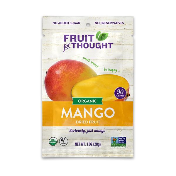 Fruit for Thought Organic Dried Mango | Dried Fruit Snack Packs Ideal for the Family | No Sugar Added | At Home, Work, or On the Go | 1 Ounce Bags Pack of 12