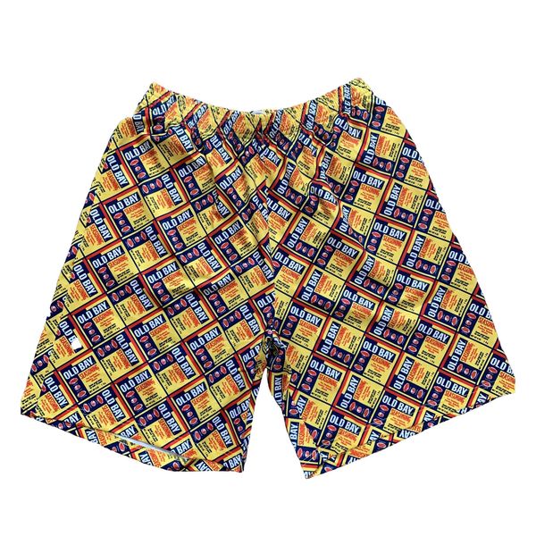 Flat OLD BAY Can Pattern / Athletic Shorts (Men) - Small / Yellow