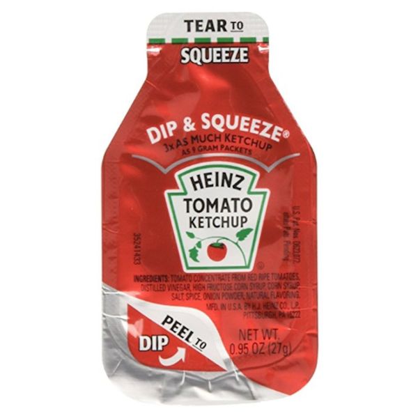 Heinz Tomato Ketchup, 0.95-Ounce Single Serve Packages (Pack of 50) --- 3x More Ketchup Than The Standard .32oz Packets