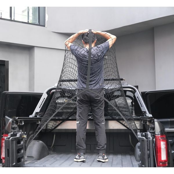 Highly Elastic Cargo Net, Simple Truck Bed Cargo Mesh Organizer, Suitable for Daily Light Loads of Trucks, 4'x4' Stretches to 7'x7' (Single Layer)