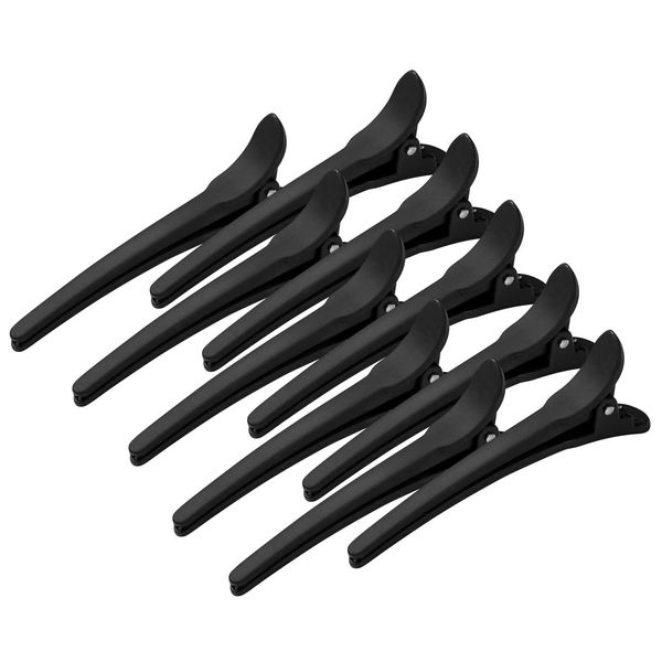 WANBY Haarspangen 12 Stück Schwarz Langlebig Groß Beißen Alligator Clip Set Professionelle Kunststoff Haarspangen für Einfaches Styling und Schnitt