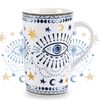 NymphFable Ceramic Coffee Mug 18oz Boho Eyes Coffee Cups with Handle Personalized Baking Pattern Tea Cup Large