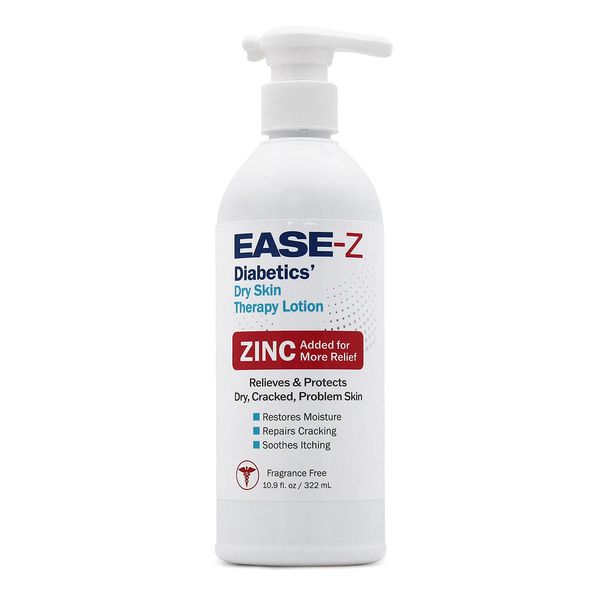 Ease-Z Diabetic Lotion for Dry Skin. ZINC and Shea Butter, Relieves Dryness, Reduces Redness, and Soothes Irritation and Itching. Long-Lasting. 10.9 oz.