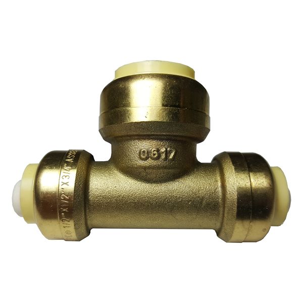 1/2" X 1/2" X 3/4" Push Fit Reducing Tee, Brass L8