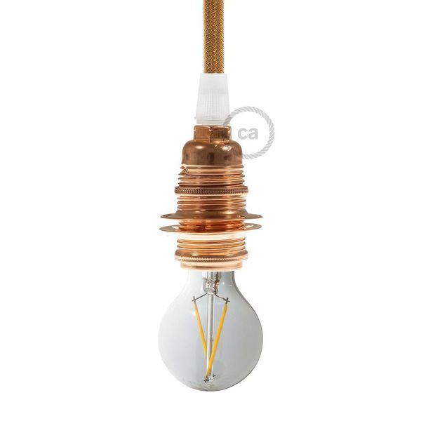 creative cables Double ferrule metal E14 lamp holder kit for lampshade - Conical, Copper