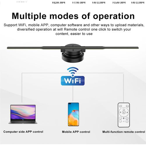 HAVisikr 3D Hologram Fan with Remote/Bluetooth/WIFI, Holographic Fan 1024*800PX Resolution 244 pcs HD LED Beads,Holographic Video Advertising Projector for Business Store Signs,Party,Bar (16.5in 16G)