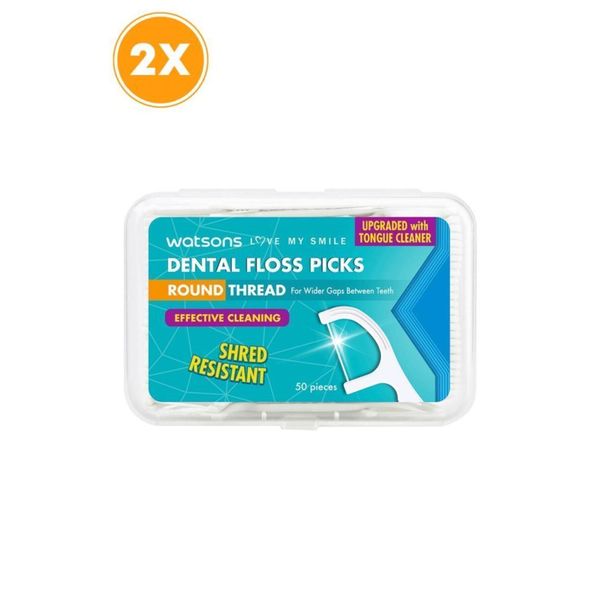 Round Thread Dental Floss Picks Mint 50 Adet X2 Adet