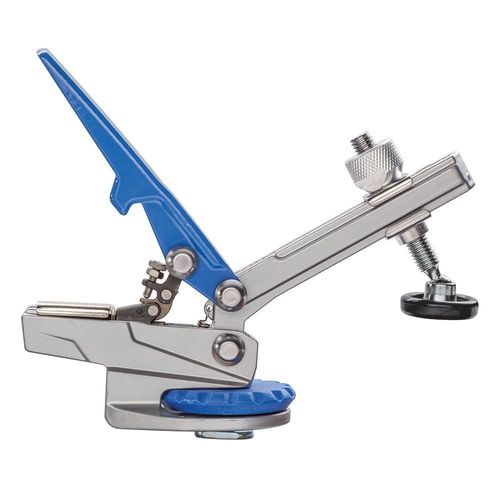 Auto-Lock T-Track Hold Down Clamp – Adjustable Clamps for Woodworking w/Set Screw - T Tracks Woodworking Hold Down Clamps Pivots 3600 to Minimize Obstructions – Heavy-Duty Metal T-Track Stop, Clamp