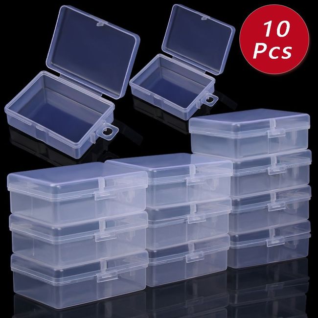 10pcs Mini Small Case PP Transparent Plastic Storage Box Pack