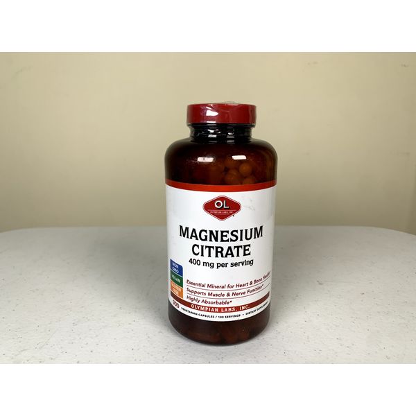 Olympian Labs Magnesium Citrate 400mg - 300 Capsules - Easy Absorbable Exp:10/25