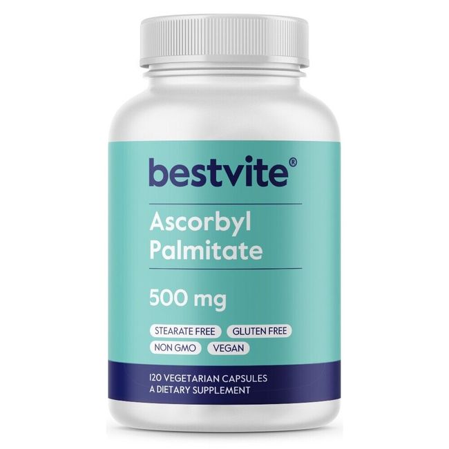 Ascorbyl Palmitate 500mg (120 Vegetarian Capsules) - No Stearates - No Fillers