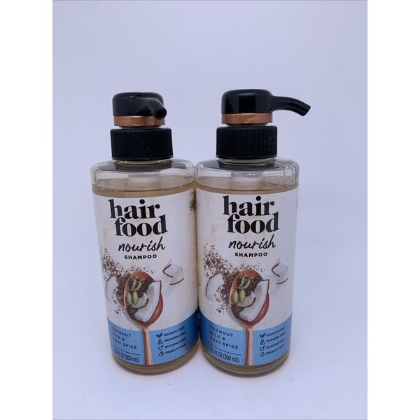 NEW Lot of 2 Hair Food Nourish Shampoo Coconut Milk & Chai Spice 10.1 oz each