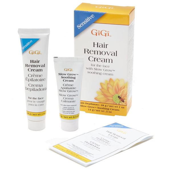 GiGi Facial Hair Removal Cream and Slow Grow Soothing Cream Set for Sensitive Skin