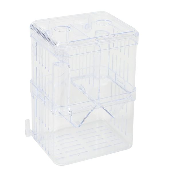 AllBright Fish Breeding Isolation Box, Aquarium, Hatching, Spawning Box, Isolate, Clear, 2-Tier Guppy, Shrimp, Medallion (Small)