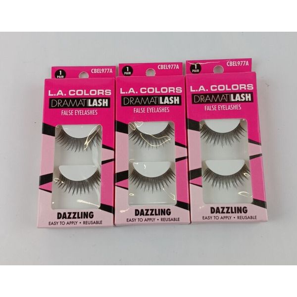 3 PACK L.A. COLORS DRAMATILASH FALSE EYELASHES CBEL977A