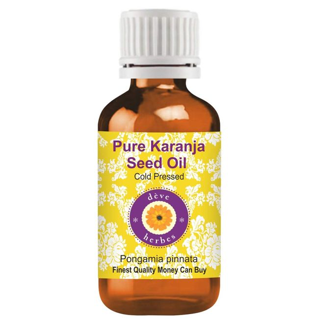 Deve Herbes Pure Karanja Seed Oil (Pongamia pinnata) Cold Pressed 100ml (3.38 oz)